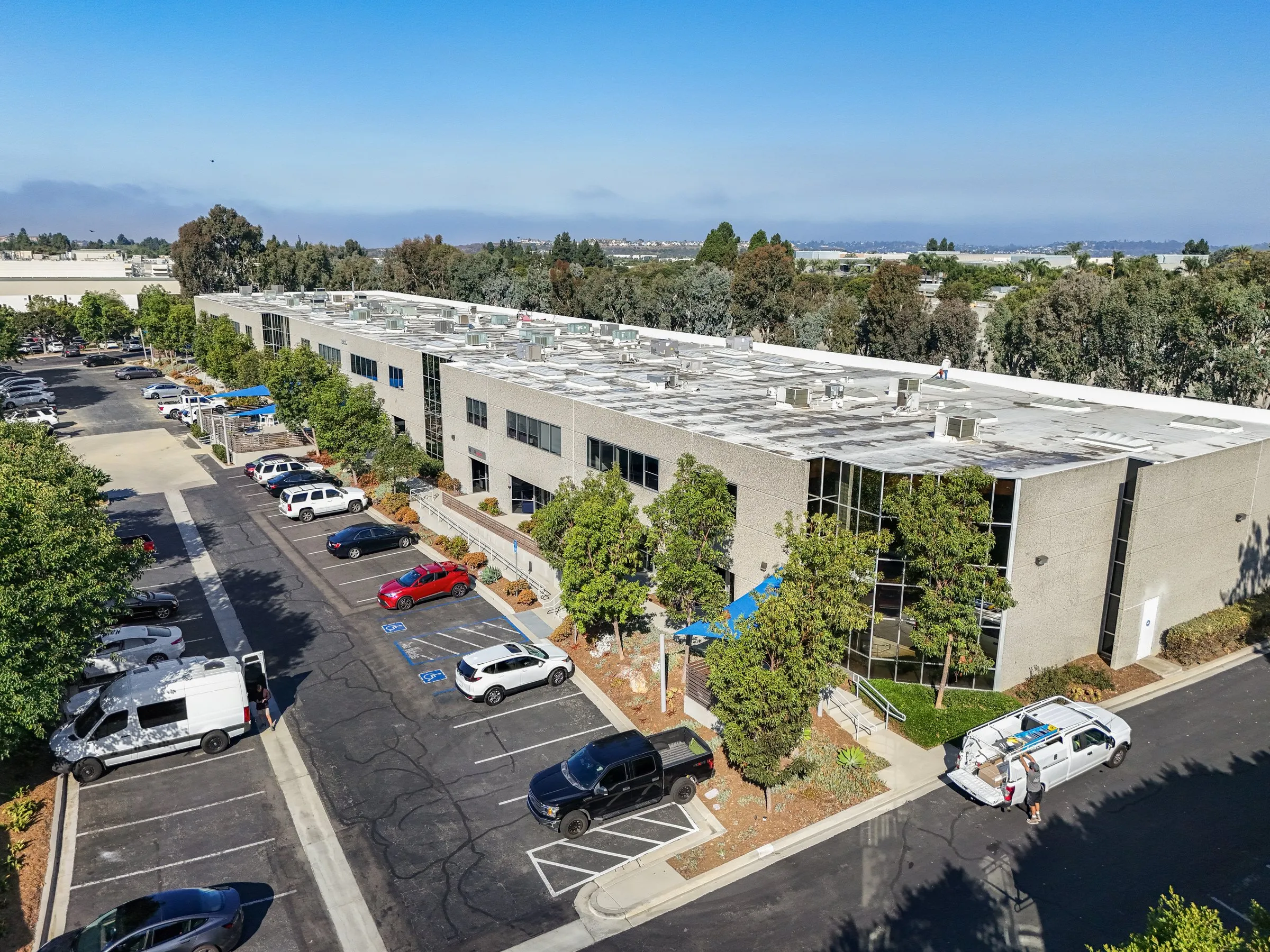 2236 Rutherford Road in Carlsbad from the air, the coast behind
