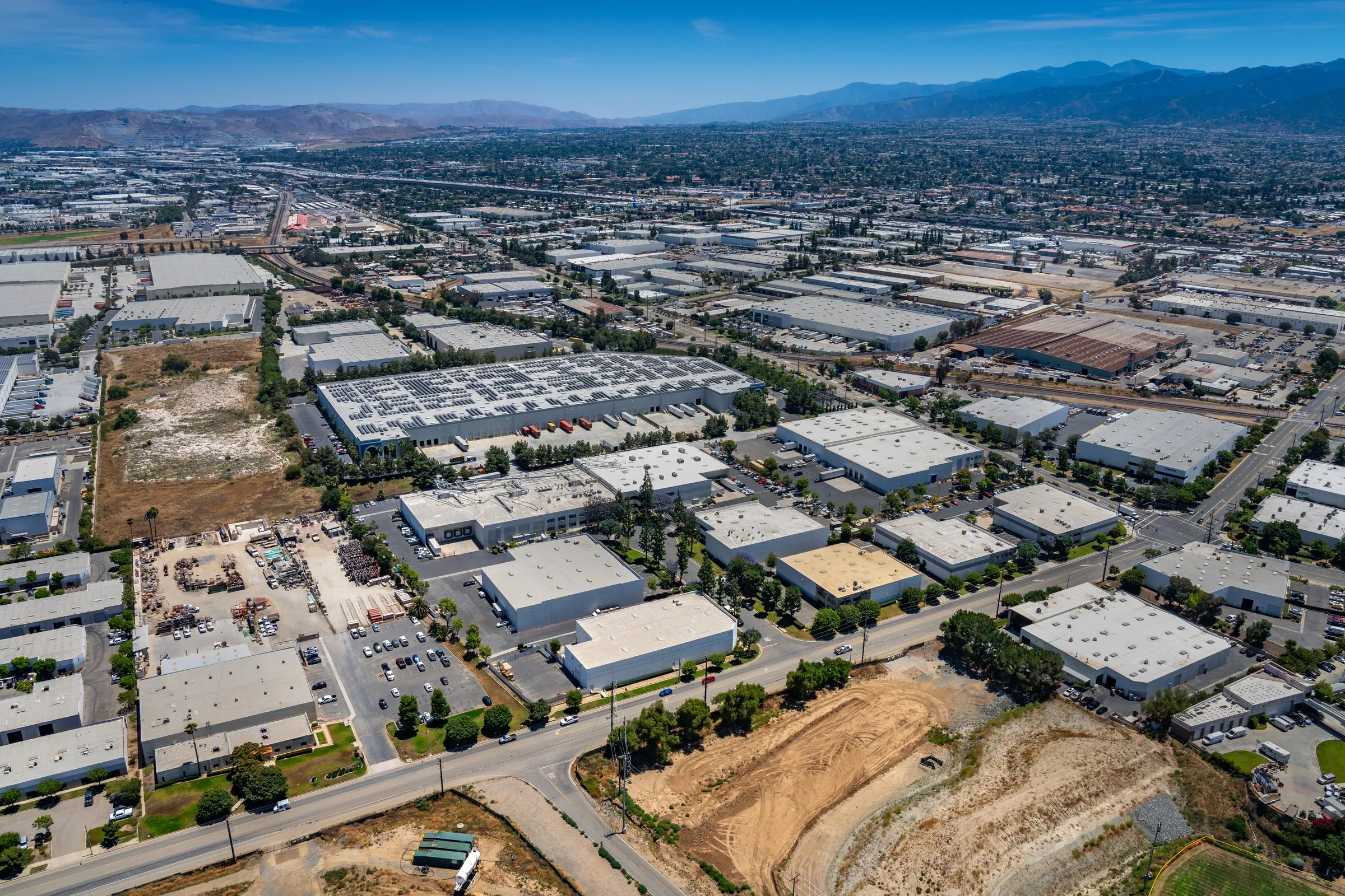 An industrial park in Corona from the air